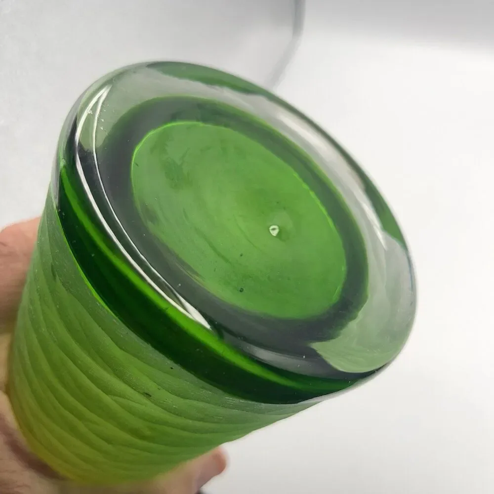Glass Vase Green And Orange 15”